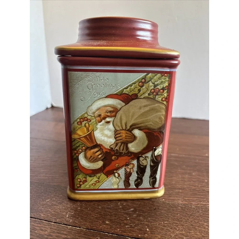 Oneida Sakura Holiday Memories Joyful Christmas Stoneware Canister 7‎ in